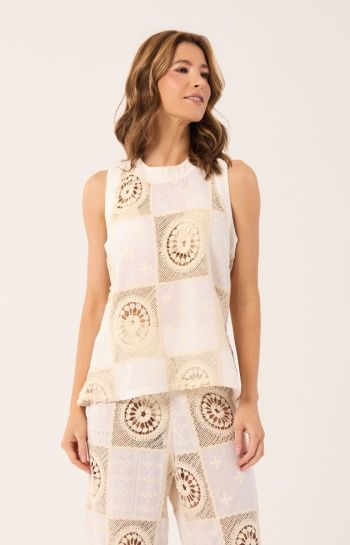 BLUSA ALICIA BORDADO OFF E BEGE