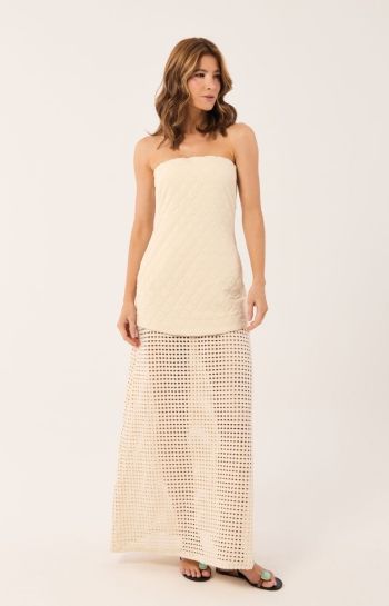 VESTIDO MAYA LONGO TELA ECRU