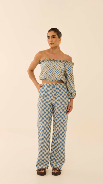 CALÇA LILIAN XADREZ XADREZ AZUL