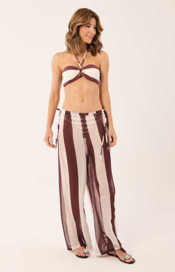 CALÇA ROBERTA LISTRA MARROM