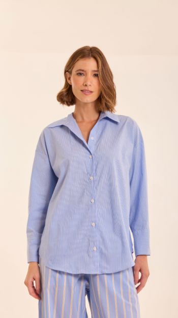 CAMISA TEREZA AZUL LISTRA FINA