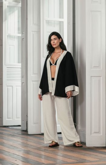 KIMONO LIA BICOLOR PRETO COM OFF