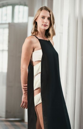 VESTIDO RAFAELA BICOLOR PRETO COM OFF