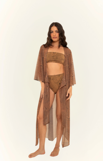 PONCHO JOANA TULE  ZEBRA BLACKOUT