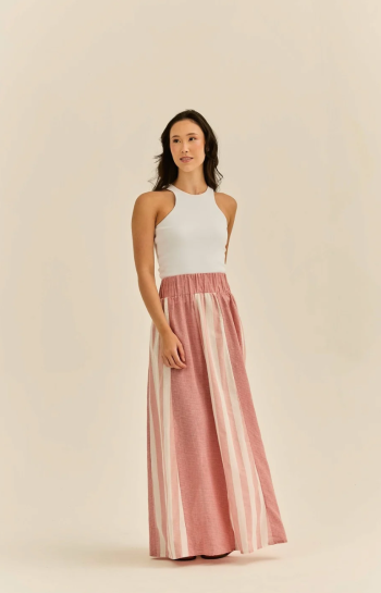 SAIA JOANA MIX LISTRA XADREZ GOIABA