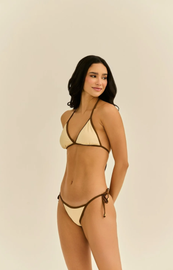 TOP MAYARA BICOLOR CREME E MARROM