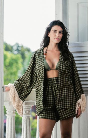 SHORT STELA XADREZ VERDE