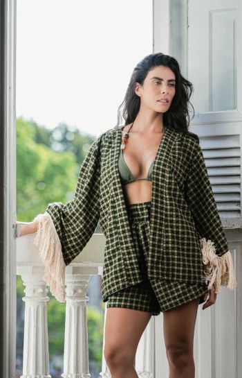 PONCHO THAYNA XADREZ VERDE