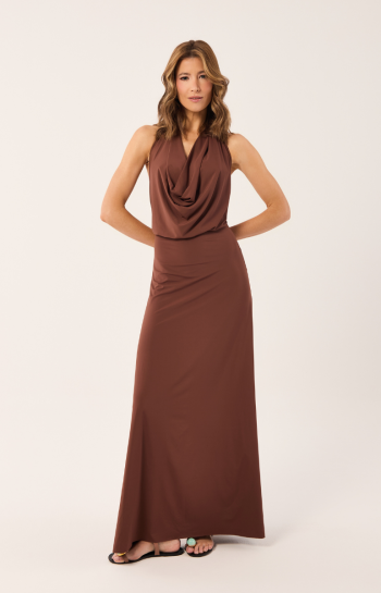VESTIDO CRISTINA LONGO CAPPUCCINO