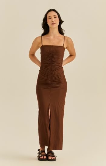 VESTIDO LAIS MIDI MARROM